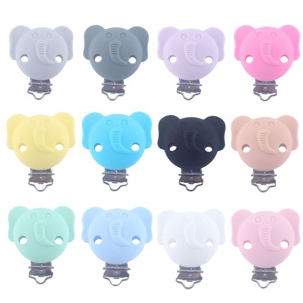 

pacifiers# 1pcs elephant silicone pacifier clips for diy nursing baby teething chain and infant born teether gift 12 colors