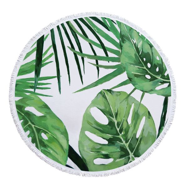 

nordic style tropical leaves beach towel polyester round tapestry scandinavian boho style blanket mat for swimming bath pool
