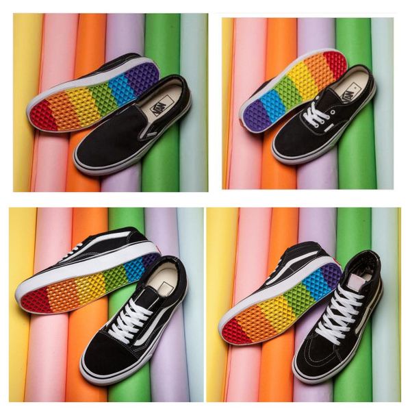 

2018 van old kool dt canva hoe k8 hi lip on 2018 fa hion dei gner black white rainbow ole ca ual hoe