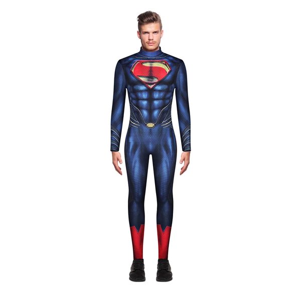 

fashion superman 3d print men jumpsuit bodysuit elastic men's tights halloween bar cosplay role costume singer stage show rompers one p, Black;red