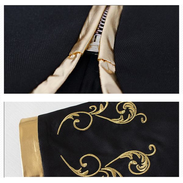 

monerffi prince fashion gold embroidery blazer for men medieval slim fit suit jacket stand collar zipper suit coat male clothes, White;black