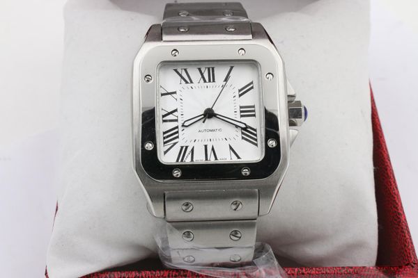 

2019 slae men two tone stainless steel watch automatic mechanical watch silver case men's sports steel clasp men wristwatches, Slivery;brown