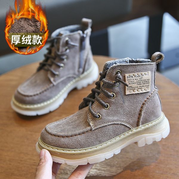 

children casual shoes autumn winter martin boots boys shoes fashion leather soft antislip girls boots 21-30 sport running, Black;grey