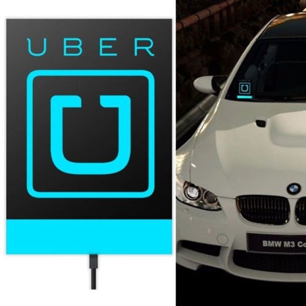

12v uber sign logo illuminated glowing decal for rideshare drivers blue led nice