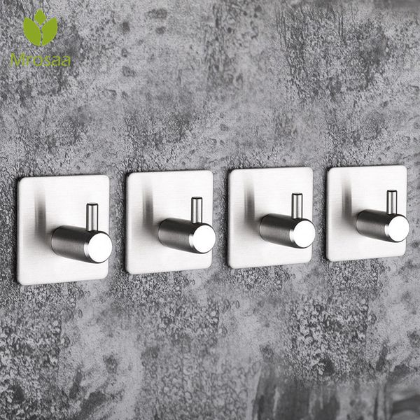 

high-end sticker adhesive stainless steel hooks wall door clothes coats hats hanger kitchen bathrooms rustproof towel hooks