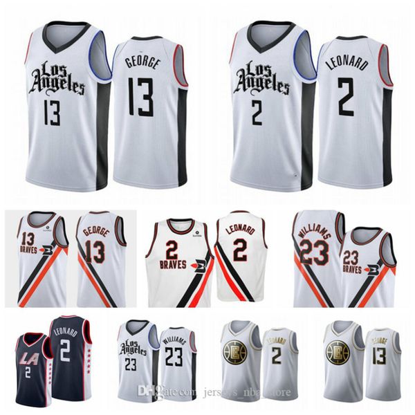 

men youth la clippers 13 paul george 2 leonard 23 williams white black blue 2019/20 city edition nba player jersey01, Black;red
