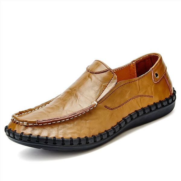 

men loafers casual shoes men flats shoes genuine leather italian leather mocasines hombre, Black