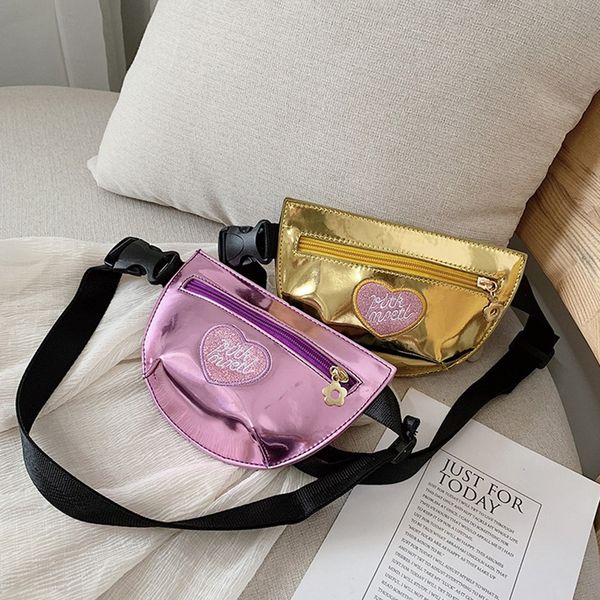

new kids children fashion laser diagonal package pu leather pouch belt pocket chest bag for girl boy