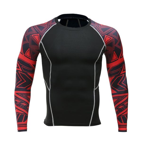 

lead 3d printed tshirt compression tights men fitness running shirt breathable long sleeve sport rashgard gym rashguard clothing, White;black