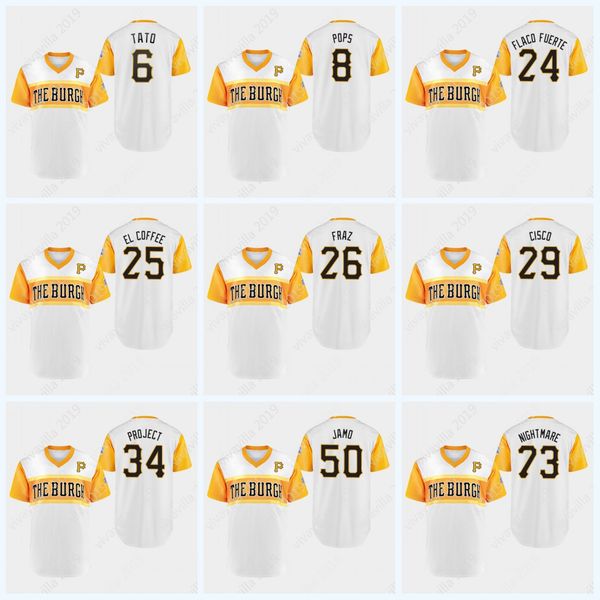 

Youth Starling Marte Tato Pirates 2019 Little League Josh Bell JB Willie Stargell POPS Francisco Cervelli CISCO EL COFFEE Pittsburgh White