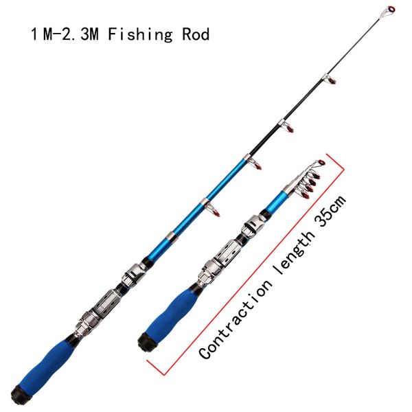 

portable mini-pole ultra-short pole 1.0- 2.3 m metal fishing gear fishing rod spinning rod ultralight weight travel