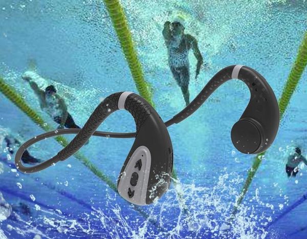 Ipx8 impermeável fone de ouvido ósseo fone de ouvido ao ar livre esporte 8g mp3 player natação fone de ouvido correndo para a piscina nadar fone de ouvido