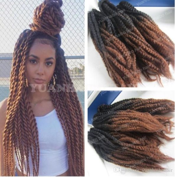 

10 packs full head synthetic hair extensions two tone marley braids 20inch black brown ombre afro kinky twist braiding fast express delivery
