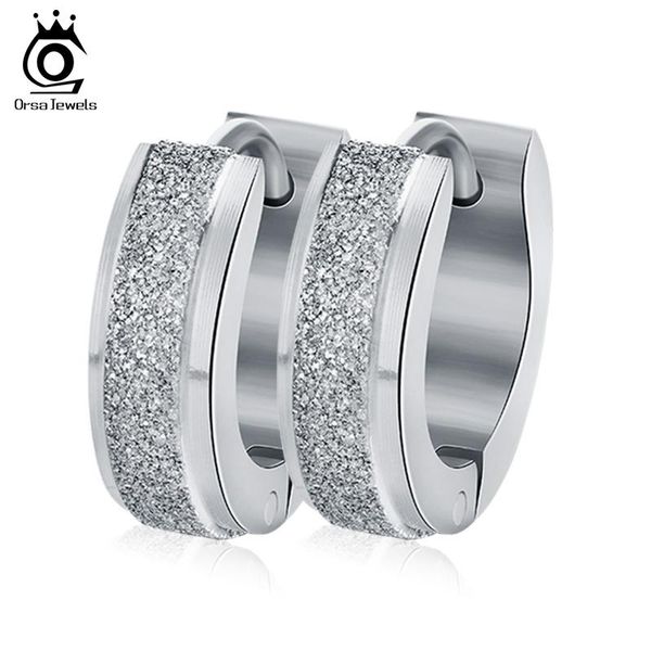 

orsa jewels silver color&gold-color punk rock stainless steel small hoop earrings for women wedding party jewelry gte02, Golden;silver