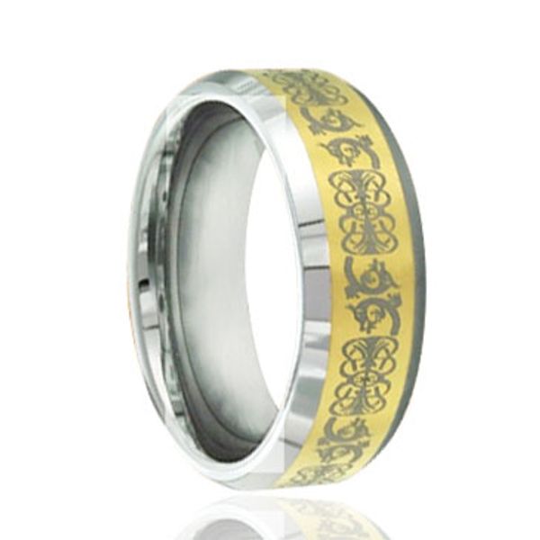 

customed sign laser engraving gold tungsten carbide ring 8mm, Silver