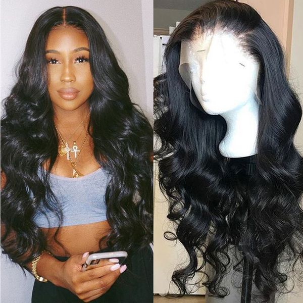 

body wave wig 150% density brazilian lace front human hair wigs with baby hair 360 lace front wig remy hair, Black