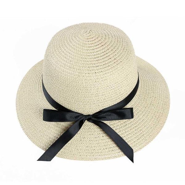 

2019 new fashion women beach hat sun protective bowknot foldable casual straw hat outdoor women's summer chapeau femme ete, Blue;gray