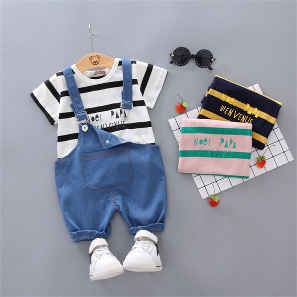 

2pcs kids toddler baby boy girls t shirt bib pants outfit clothes overall, White