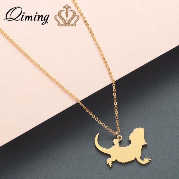 

qiming bearded dragon pendant lizard necklace dragon jewelry pet reptile gift personalized silver gift unique