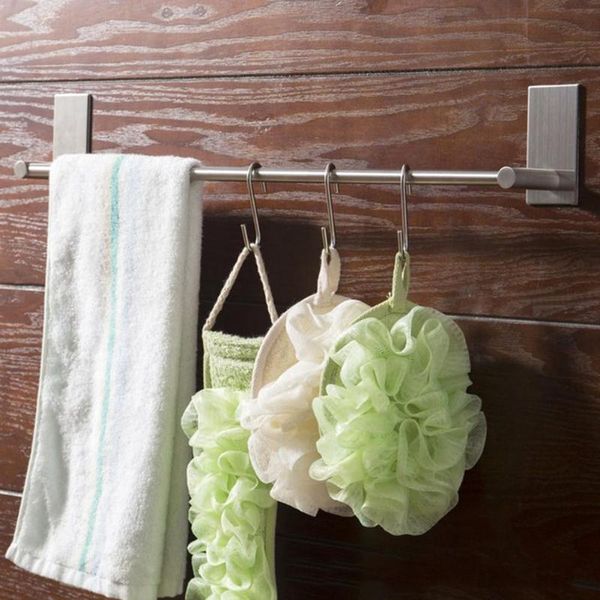 

1pcs wall-mounted stainless steel bathroom towel shelf holder adhesive force bathroom shelf pendant toilet roll paper hanging