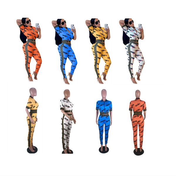 

Women track uit printed letter hort leeve zipper top pant legging 2 piece fa hion uit ummer outfit port wear jogger et a32603