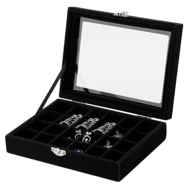 

12 slots pillow style jewelry watch bracelet display tray box necklace earring container boxes case jewelry organizer gift, Black;blue