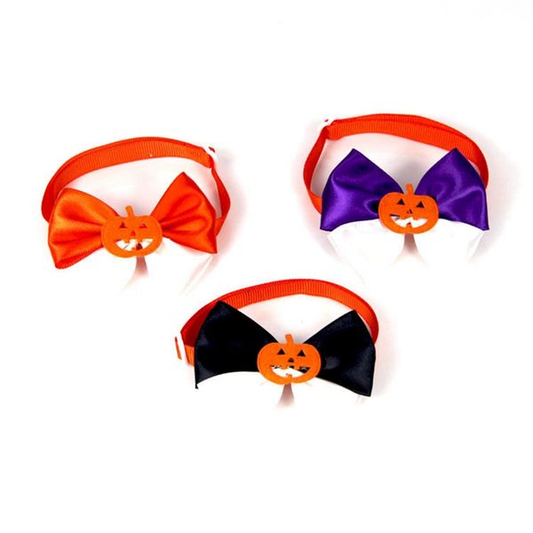 

8 / bag puppy neck bowknot halloween day party pet puppy cat collar pumpkin bow tie random color