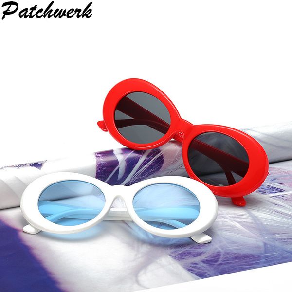 

women oval sunglasses fashion nirvana kurt cobain sunglasses men women vintage retro female male clear lens sun glasses, White;black