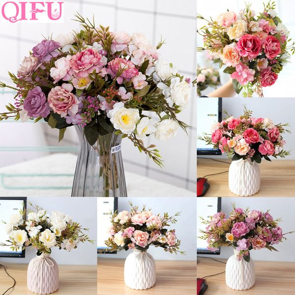 

1pcs peony artificial flowers bouquet light pink white silk peonies fake flowers wedding party supplies home decorations flower