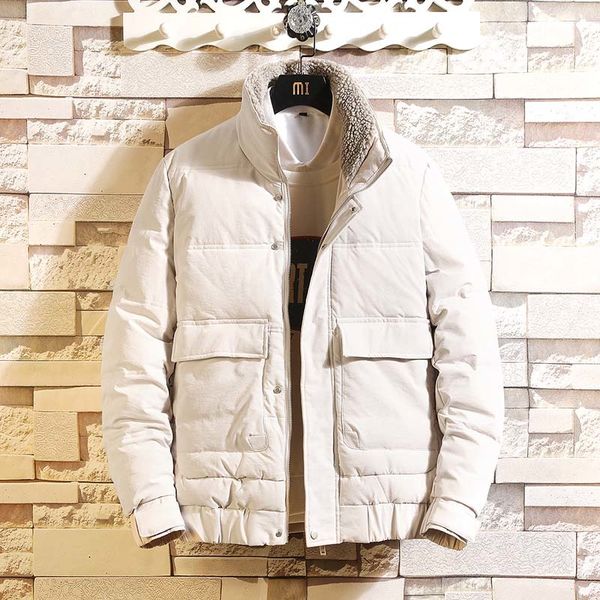 

winter new coat men fashion thick warm solid casual fur coat man streetwear wild loose collar jacket cotton male clothes m-5xl, Black