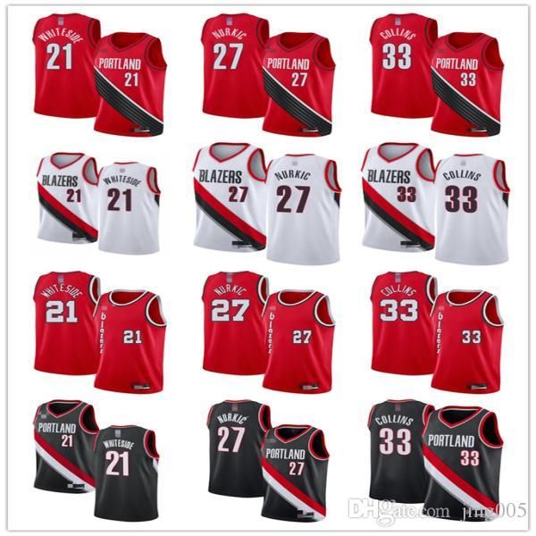 

mens womens youth portland trail blazers 21 hassan whiteside 27 jusuf nurkic 33 zach collins basketball jerseys, Black;red