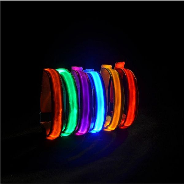 

1pc led reflective light arm armband strap safety belt for night sports running cycling hand strap wristband wrist bracelets, Black