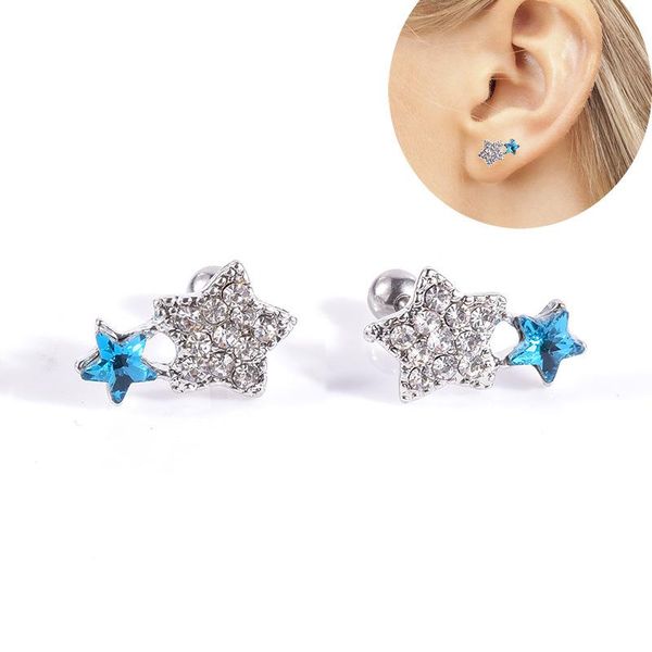 

europe 2019 summer fashion trend pierced earrings jewelry pentagram earrings peach blossom ear bridge nails