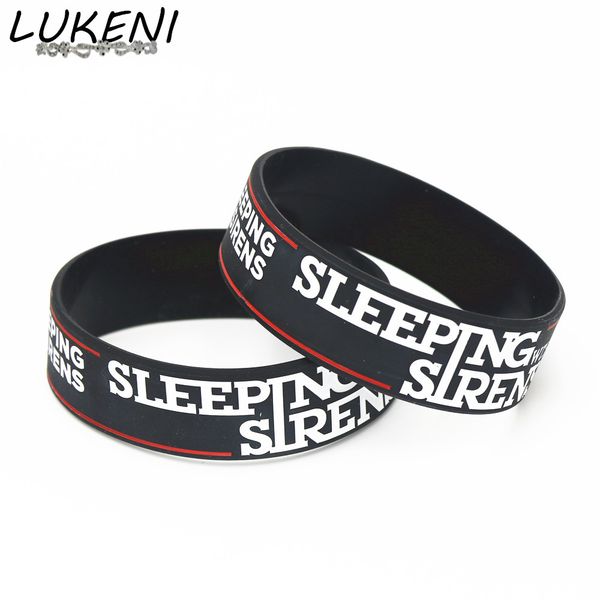 

1pc black sleeping with sirens band silicone bracelets&bangles wide tendy popular silicone wristband classic band gifts sh197, Golden;silver