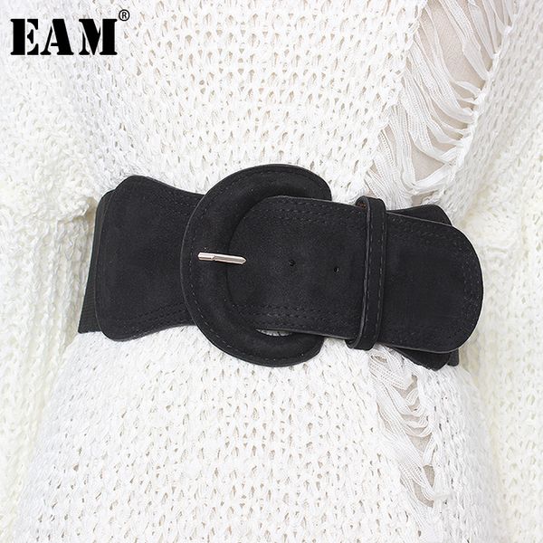 

eam] multicolor black big buckle elastic wide belt personality women new fashion tide all-match autumn winter 2019 1d174, Black;brown
