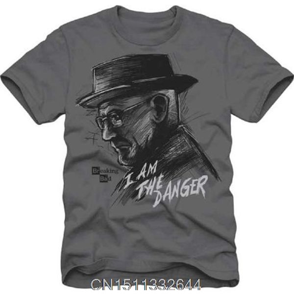 

walter heisenberg i am the danger dark grey t-shirt men's summer short sleeve print shirt camisetas uomo, White;black