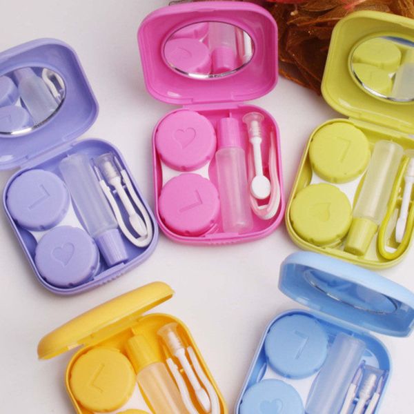 

mini square plastic contact lens case easy carry mirror container holder travel accessories for christmas gifts, Black