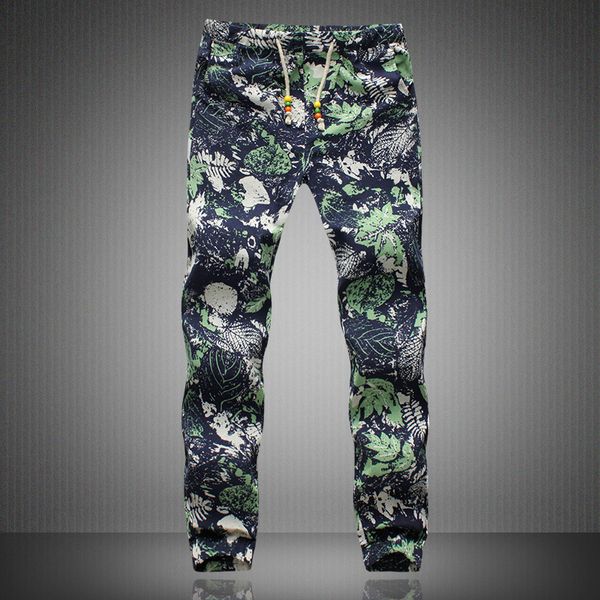 

men's pants new tampon pantyhose korean version is a fashion trend casual flowers pants, Black