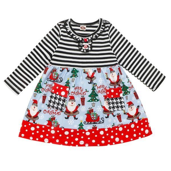 

малыш baby girl kids my first christmas dress полосатый xmas санта-клаус tops, Red;yellow
