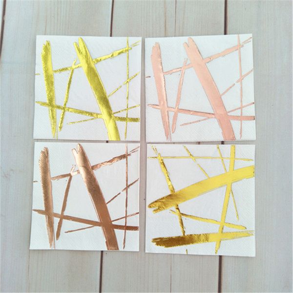 

20pcs/pack foil rose gold paper napkins brush stroke tissue serviettes tea cake party napkins for wedding birthday new year party