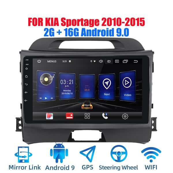 

2din android 9.0 ouad core px6 car radio stereo for kia sportage 2010-2015 gps navi audio video player wifi bt hdmi dab+ rds