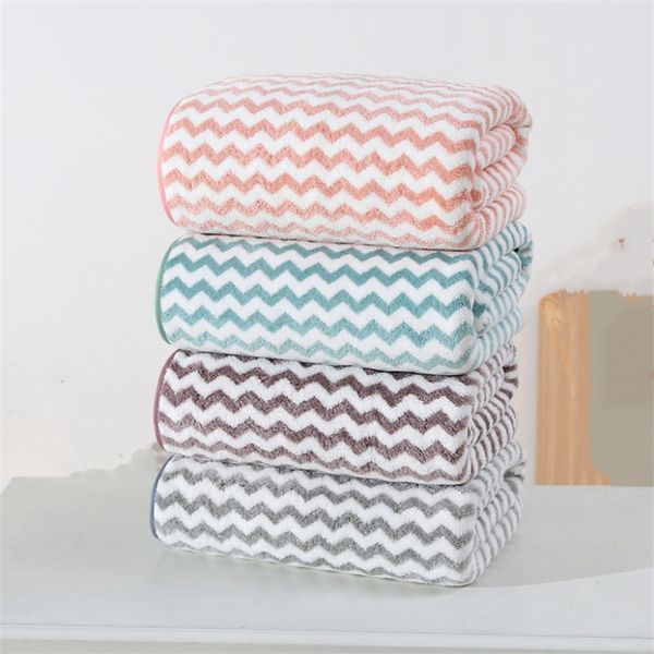

factory direct cationic color strip water coral fleece absorbent large towel wholesale customizable home l