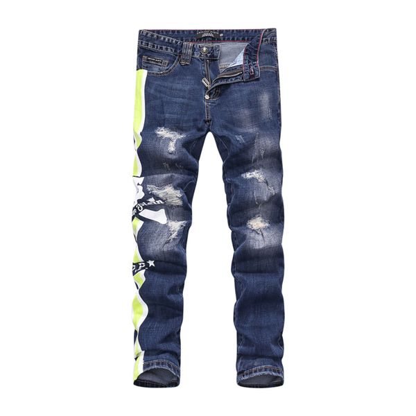 

2020 новый стиль джинсы известный бренд men омыла дизайн casual slim лето lightweight denim stretch тощая мужские узкие джинсы роскошные шта, Blue