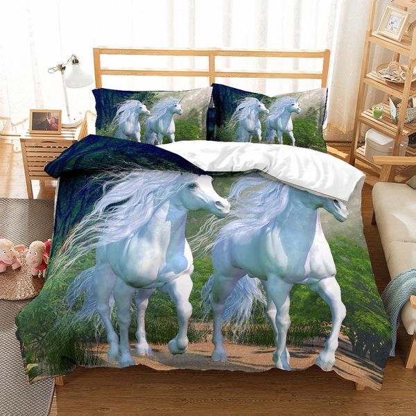 

3d print bedding set romantic unicorn walking loving kids'/lovers' gift duvet cover set home textiles