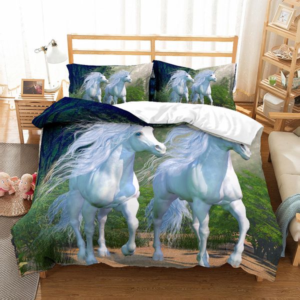 

3d print bedding set romantic unicorn walking loving kids'/lovers' gift duvet cover set home textiles