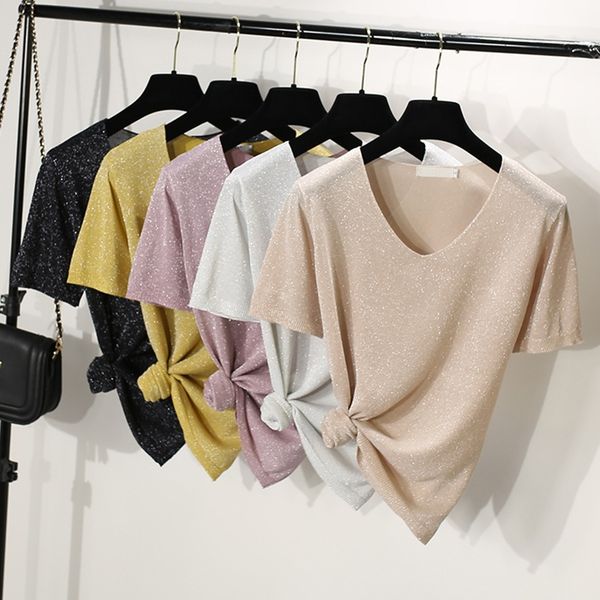 

summer cotton t-shirt women loose style solid color tee shirt short sleeve o-neck new, White