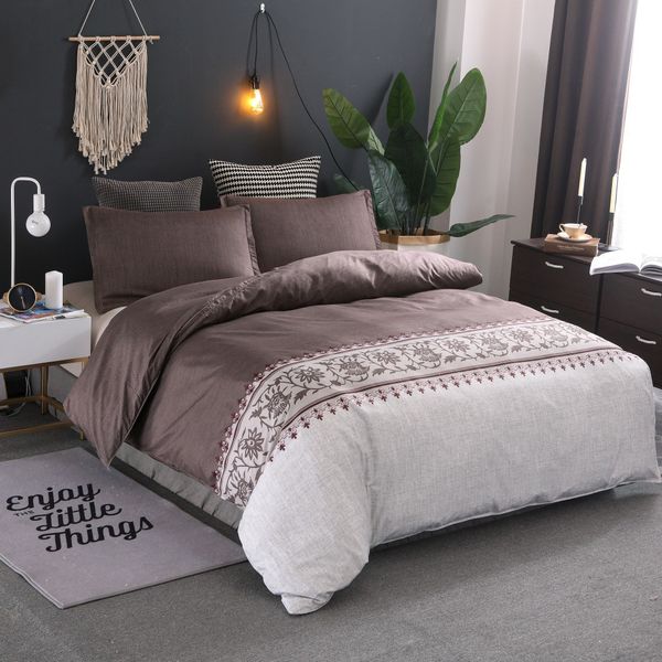 

bohemia style duvet cover plain color pattern retro style 2/3pcs duvet cover sets soft polyester bed linen flat pillowcase
