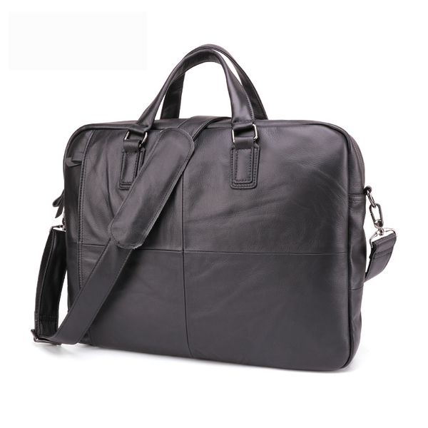 

17 inch black business briefcase leather men lapbag genuine leather briefcases men handbag sac a main messenger bag