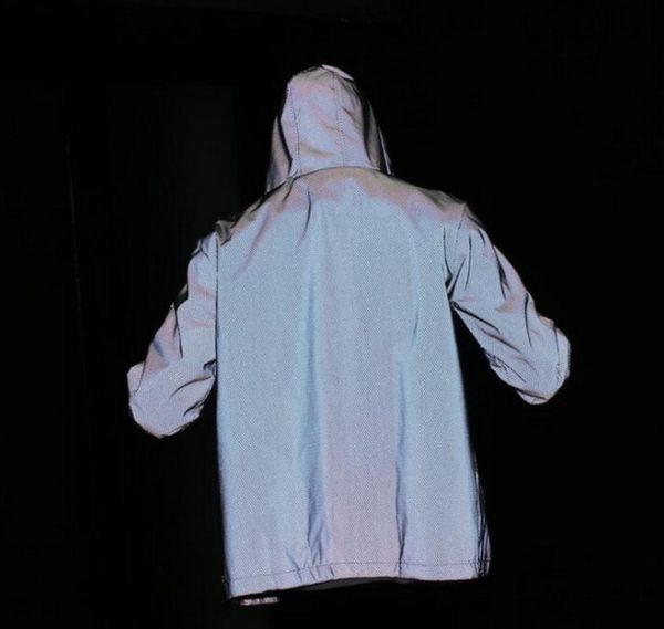 

3m tide jackets waterproof men's hooded reflective jacket light casual women hiphop windbreaker night sporting coat fluorescent, Black;brown