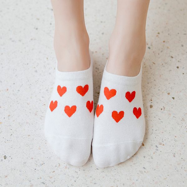 

4pair=8pcs heart stripe cartoon invisible short woman summer comfortable cotton girl women boat socks ankle low female, Black;white
